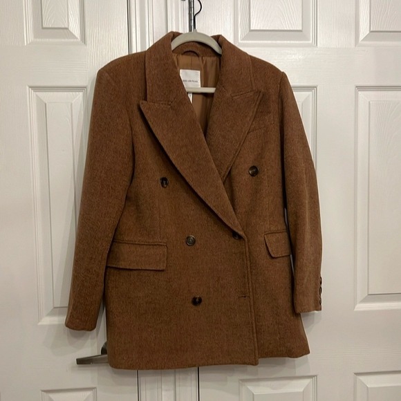 AVEC LES FILLES Structured Short Double Breasted Coat in Brown Sz L - NWOT!!! - Picture 5 of 12